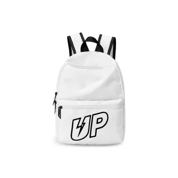 TURN UP Polyester Students Backpack Regular Unisex White