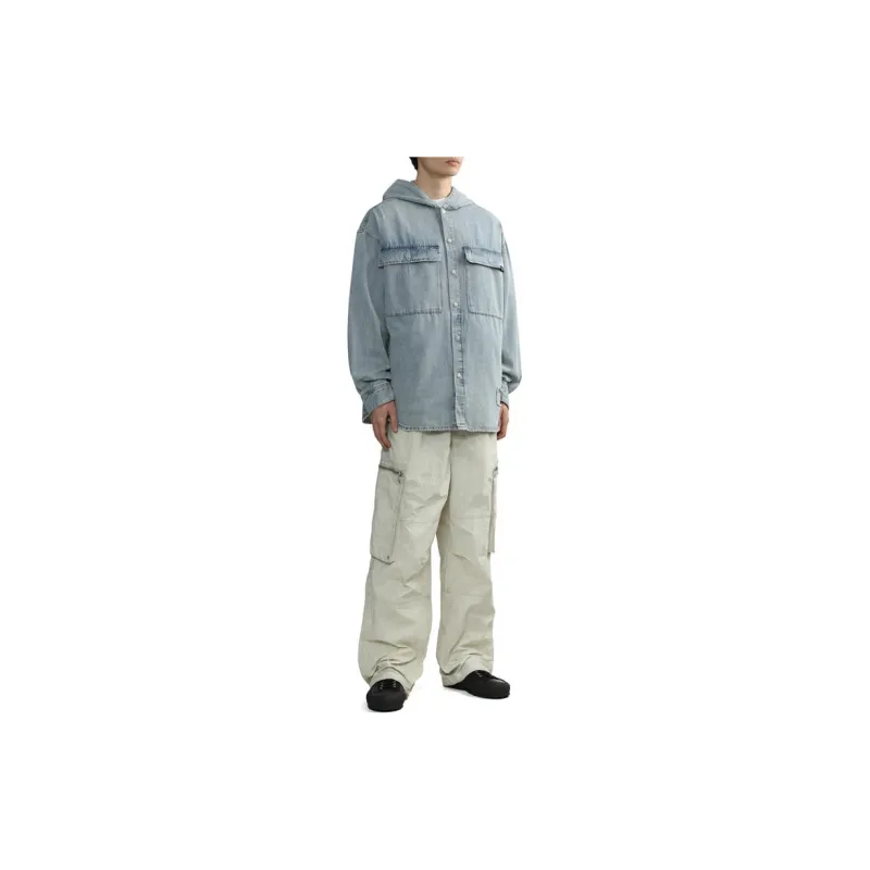 Izzue Logo embroidery Crinkled Cargo Trousers-13