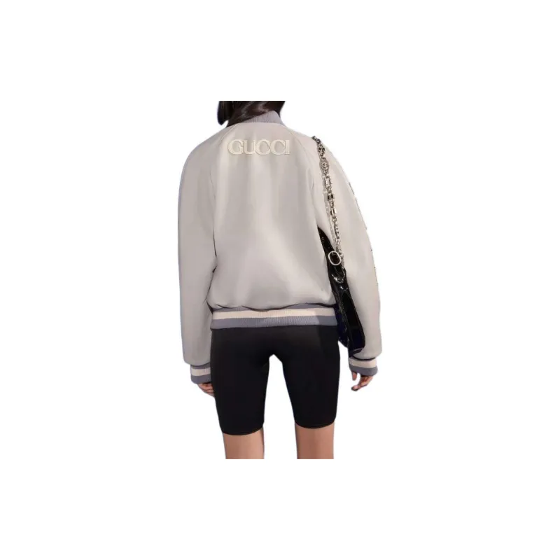 GUCCI X Mlb 2022 Leather Jacket With Angels Patch-3