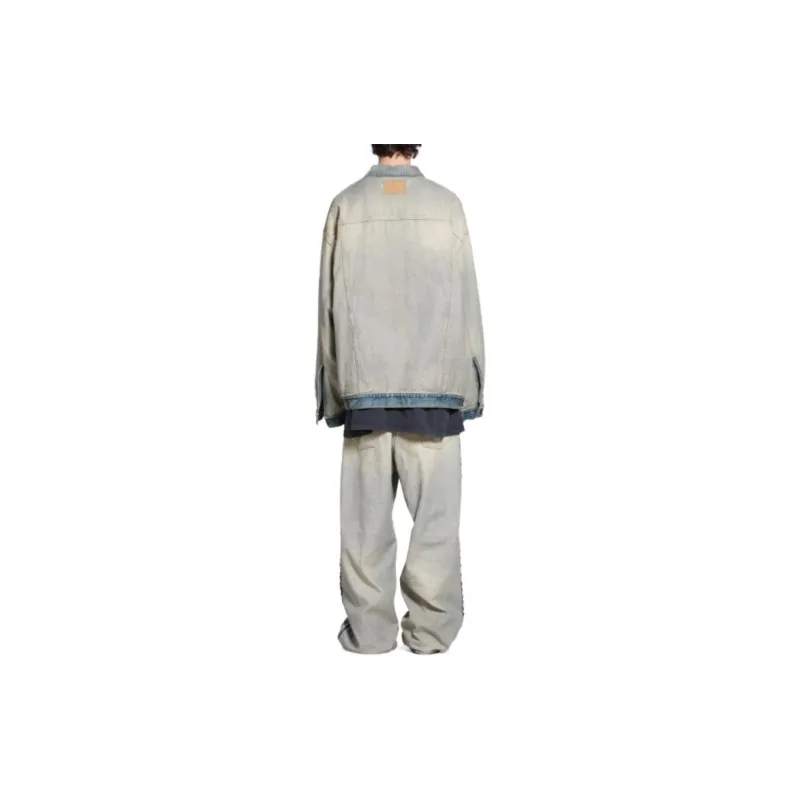 Balenciaga Collared Button Up Denim Jacket-3