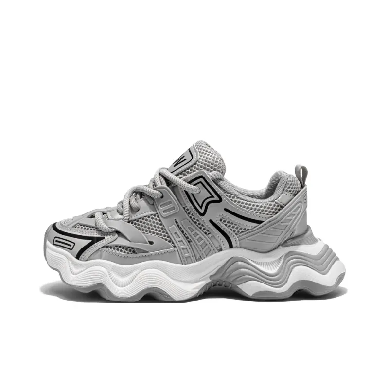 GNVA Paris Style Beige Trendy Shoes Fashion Hip Hop Style Trendy Shoes Breathable Low Top Chunky Sneakers Men's-5
