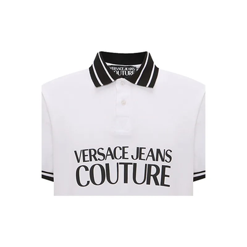 VERSACE JEANS COUTURE Men Logo-Print Cotton Polo Shirt White-3