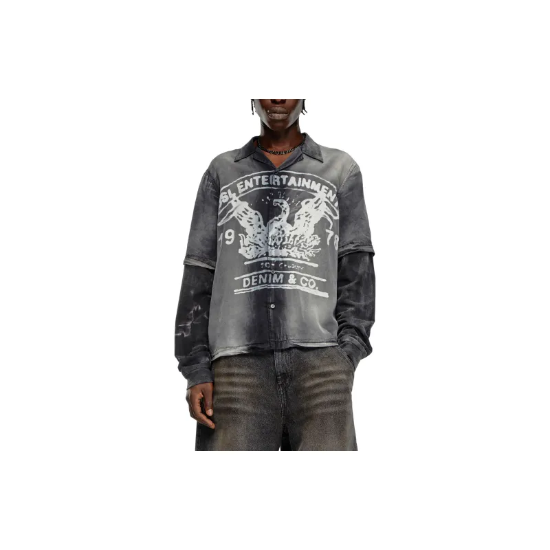 DIESEL S Eeklo Faded Bowling Shirt-1