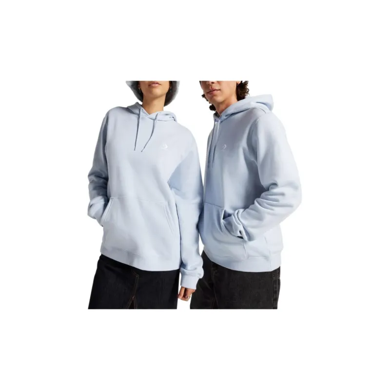 Converse Go-To Embroidered Star Chevron Standard-Fit Fleece Hoodie Sweatshirt Unisex Light Blue-2