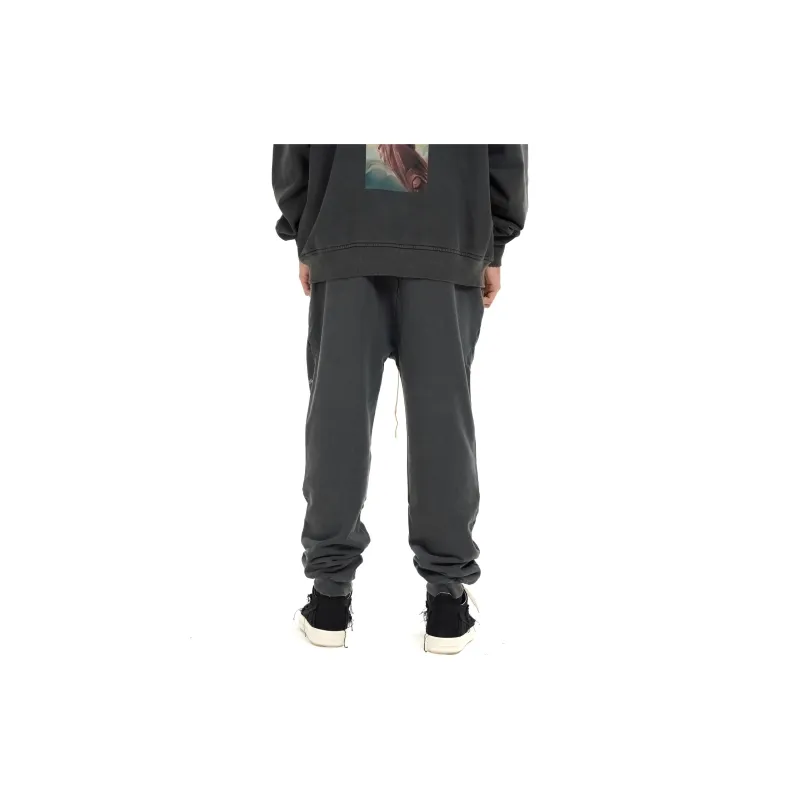 False Perception Casual Pants Unisex Washed Black-4