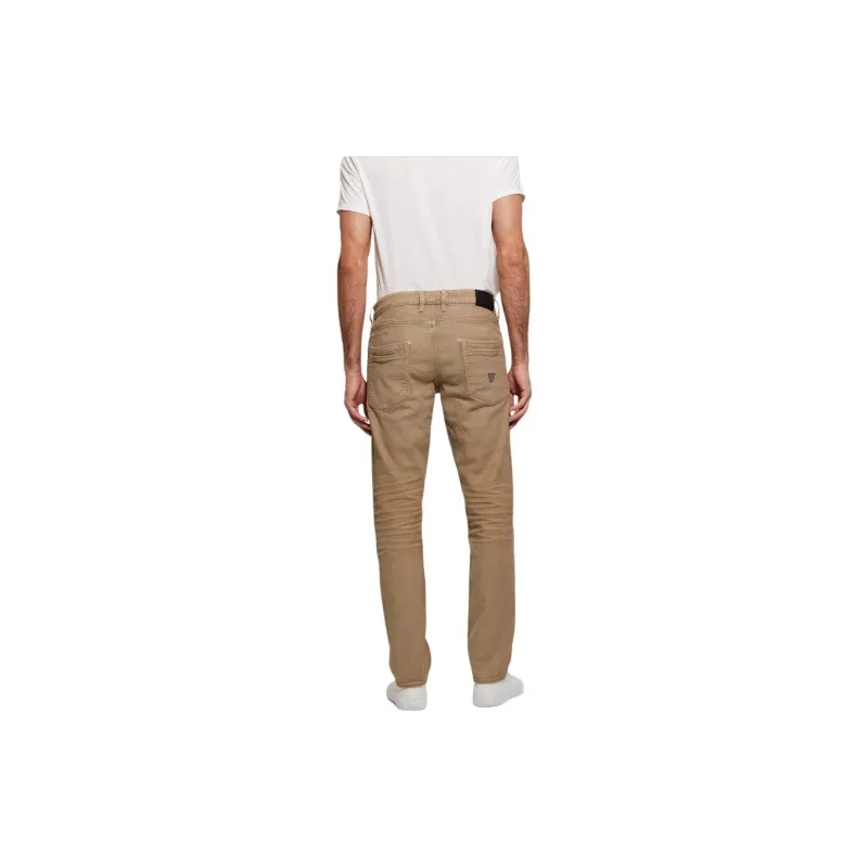 GUESS Coated Denim Slim Tapered Zip Jeans Jeans Men's Isotope Brown-2