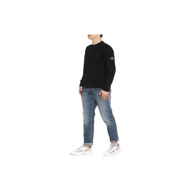 STONE ISLAND Logo Patch Crewneck Knitted Jumper-4