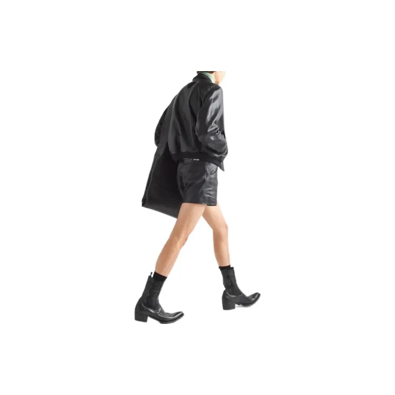 PRADA Long Sleeved Zipped Leather Bomber Jacket-3