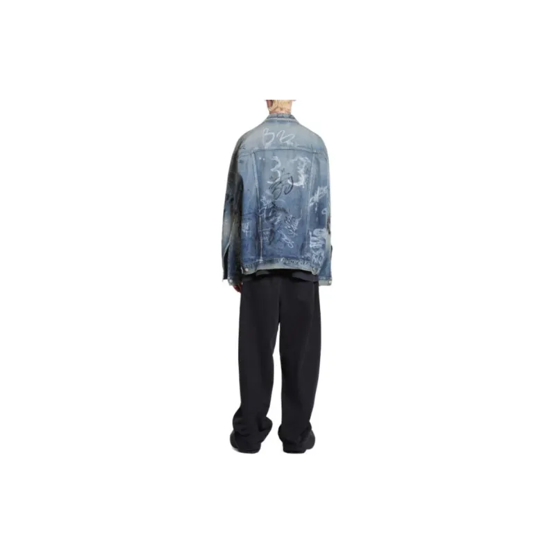 Balenciaga Graffiti Jackets Unisex Blue-3