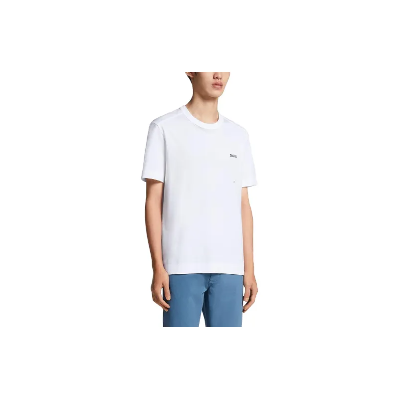 Ermenegildo Zegna Logo Embroidered Crewneck T Shirt-2