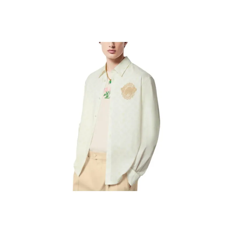 LOUIS VUITTON Monogram Printed Long Sleeved Cotton Shirt-5