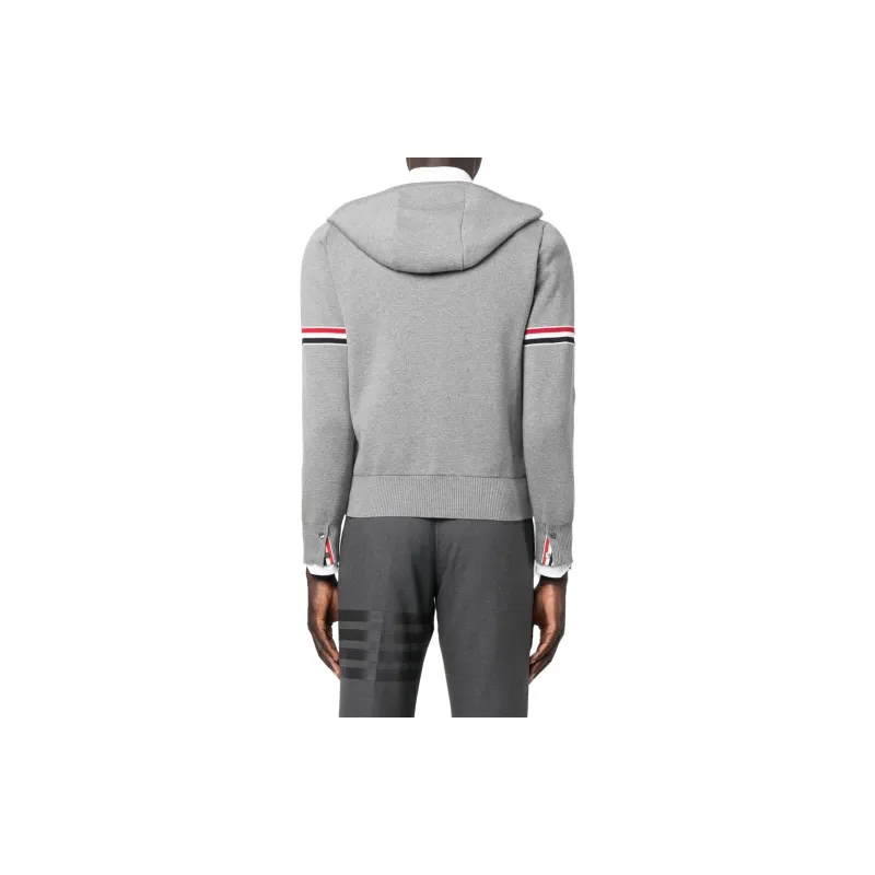 THOM BROWNE Zip Up Drawstring Hoodie-3