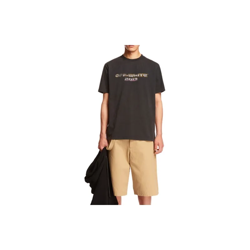 OFF WHITE Logo Print Cotton T shirt-6