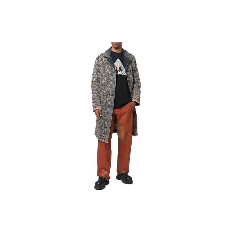 DIESEL Leather Pants Men Orange Red-1