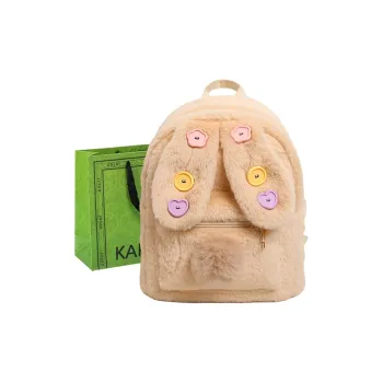 KARUISHA Plush Backpack Women's Ecru/Pink/Brown/Coffee