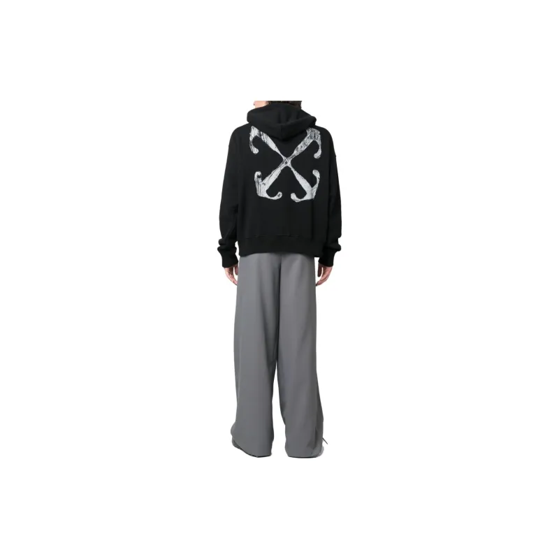 OFF WHITE Scratch Arrow Printed Drawstring Hoodie-2