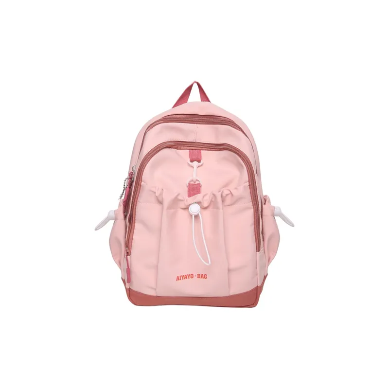 Cwatcun Nylon Backpack Unisex Pink/Blue/Black/Beige/Green-3