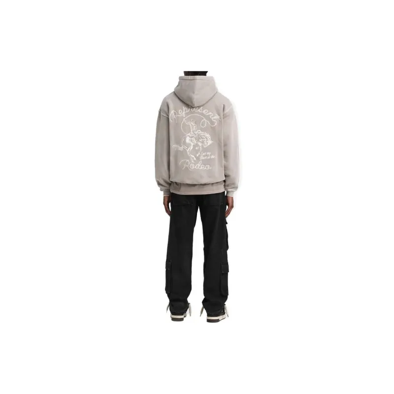 REPRESENT Chain Stitch Rodeo Hoodie Sweatshirt Men's Gray-4