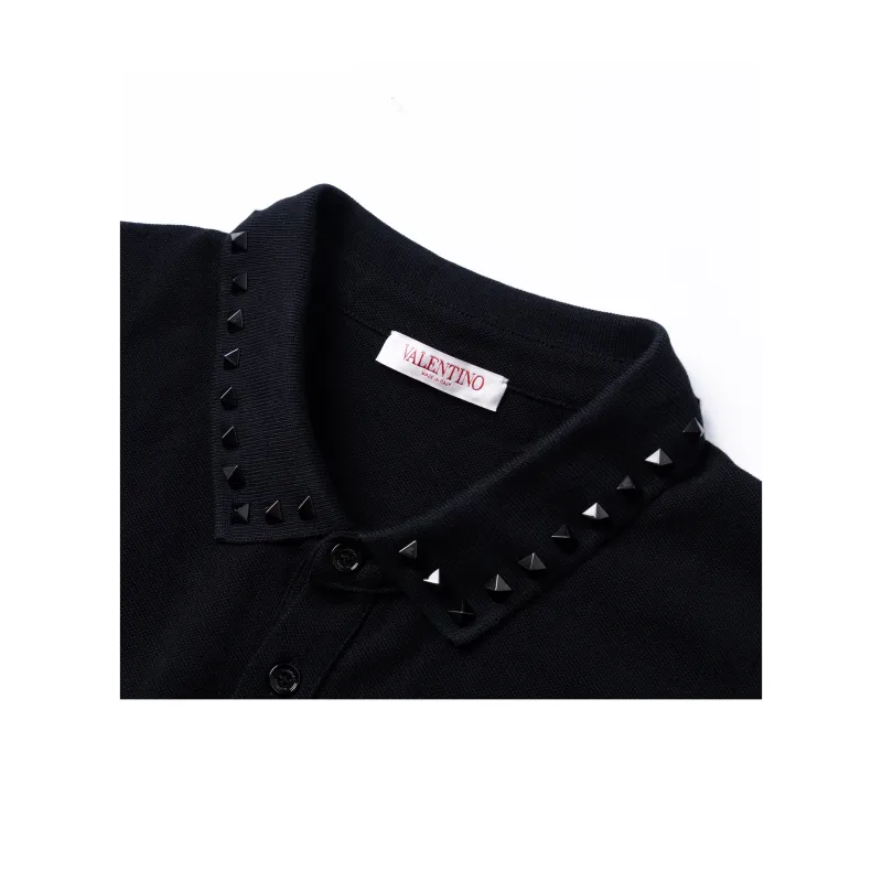 Valentino Untitled Stud Detailed Short Sleeved Polo Shirt-5