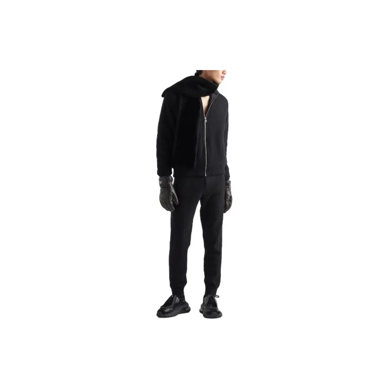 PRADA Triangle Logo Zip Up Cardigan-1