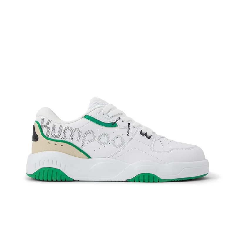 KUMPOO Wear Resistant Breathable Supportive Lightweight Rebound Low Top Badminton Shoes Unisex White Green-2