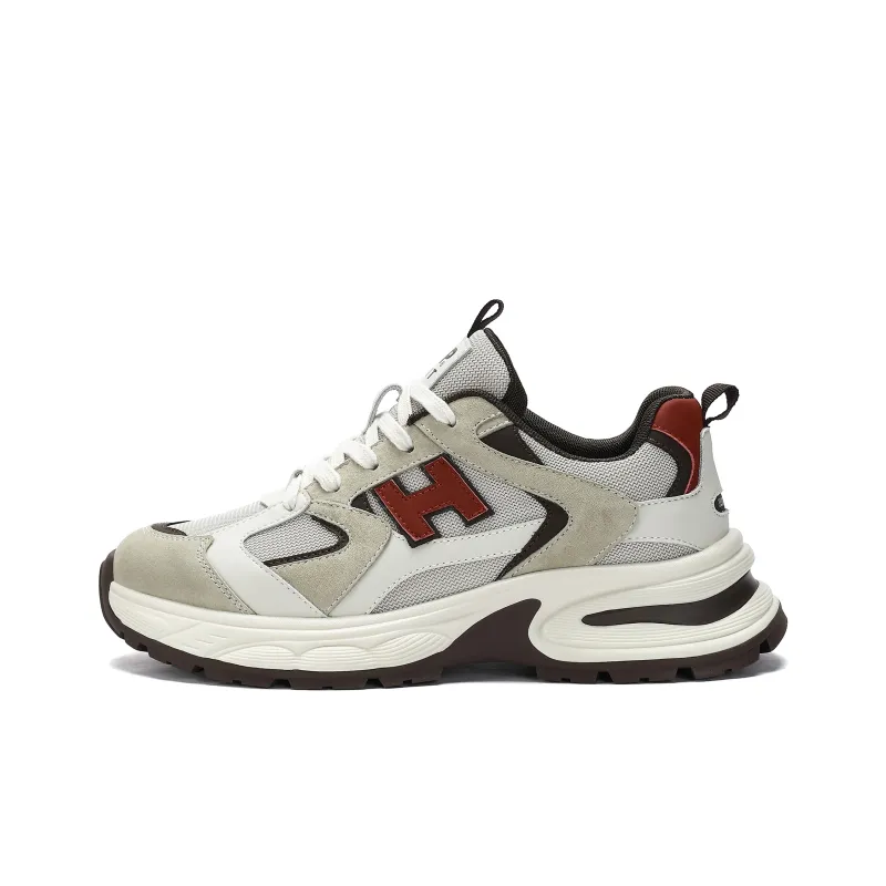 JEEP SPIRIT Anti Slip Wear Resistant Breathable Lightweight Height Increasing Low Top Chunky Sneakers Men's Time Gray-0