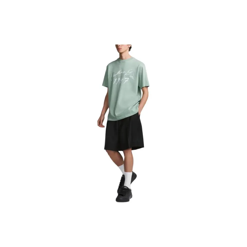 DIOR Letter Logo Pattern Crew Neck Loose Fit Short Sleeved T Shirt Men's Green-2