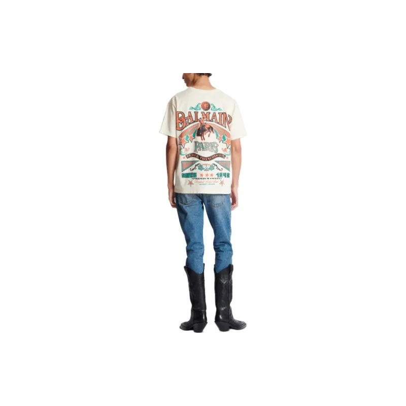 BALMAIN Back Western Print T Shirt-1