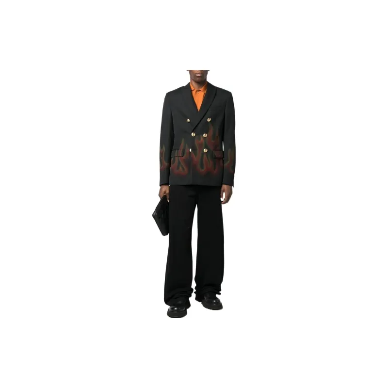 PALM ANGELS Flame-print Double-breasted Blazer-3