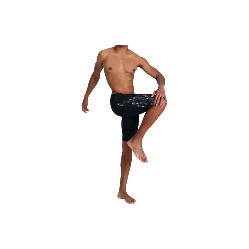 Speedo Men's Allover V-Cut Jammer Swimming Shorts Men Black/Green-1