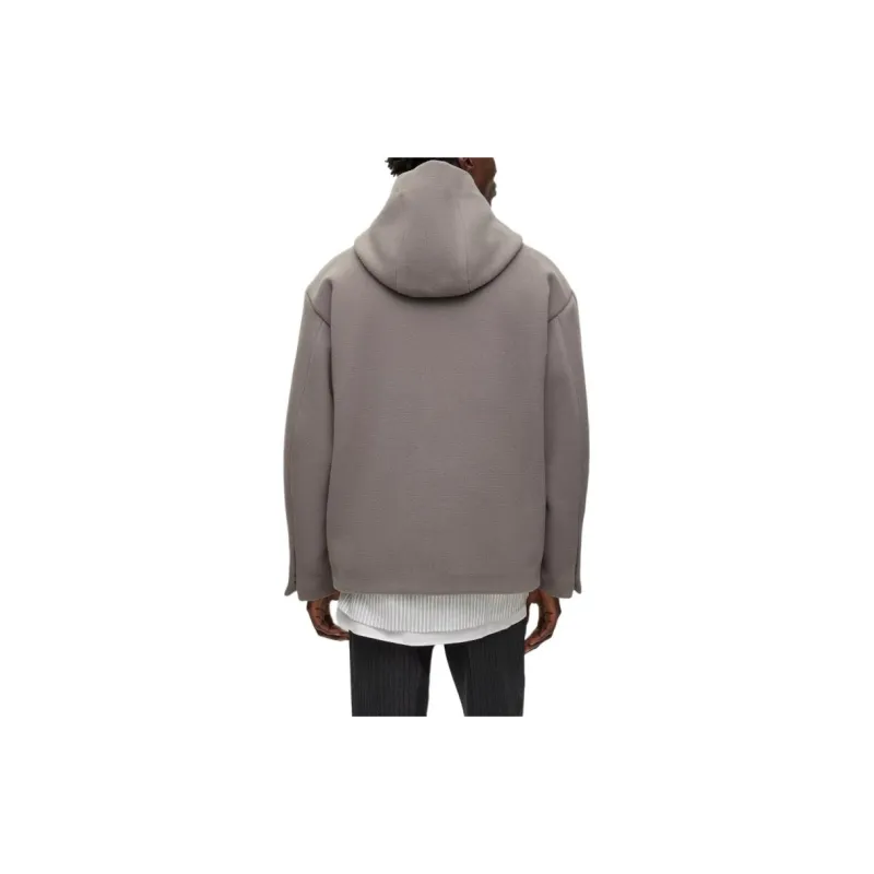 HUGO BOSS Regular-Fit Hooded Jacket In Virgin Wool Jackets Coats Men's Gray-2