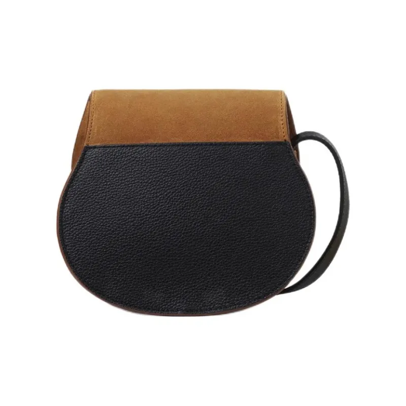 Chloe Marcie Suede Calfskin Saddle Bag Crossbody Shoulder Bag Small Size Women's Tan-2
