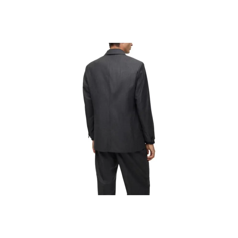 HUGO BOSS Double-Breasted Suit In Checked Virgin Wool Business Suits Men's Dark Gray-3