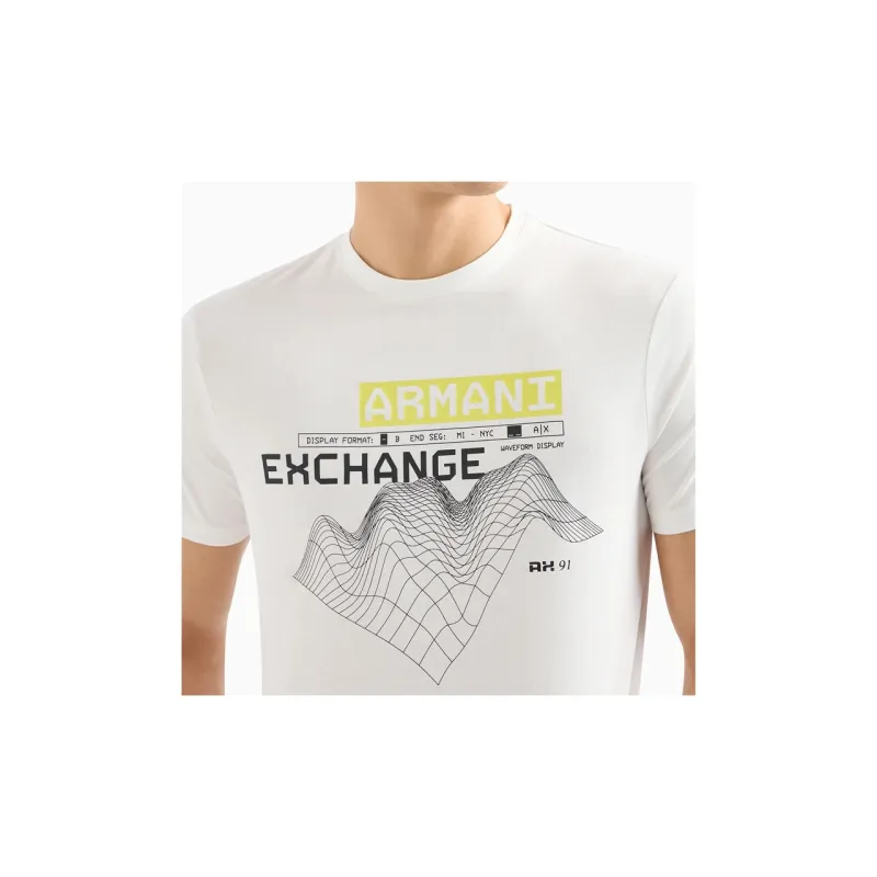 ARMANI EXCHANGE Letter Logo Print Crew Neck Short Sleeved T Shirt T Shirt Men's White-2
