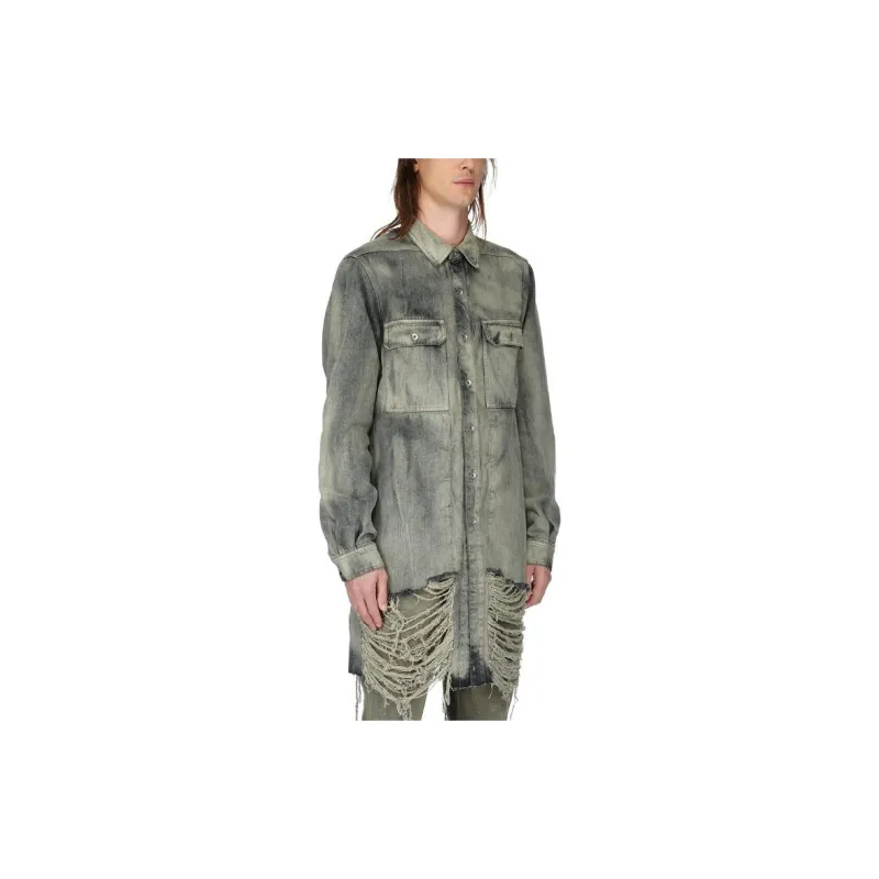 Rick Owens DRKSHDW Frayed Distressed effect Denim Jacket-1