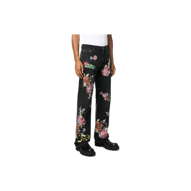 OFF-WHITE Arrows-motif Floral Print Jeans-3