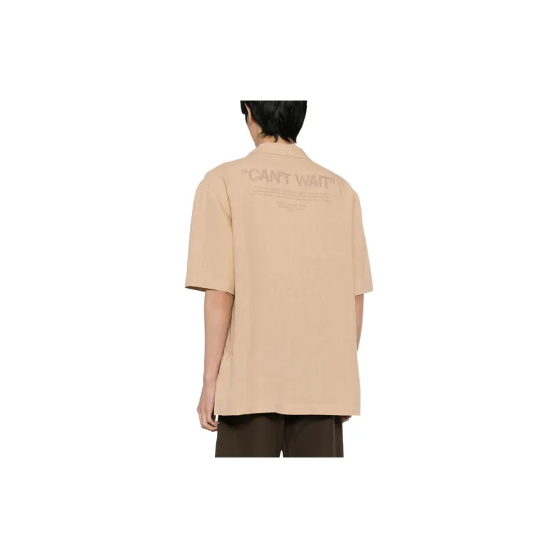 OFF WHITE Slogan print Linen Shirt-1