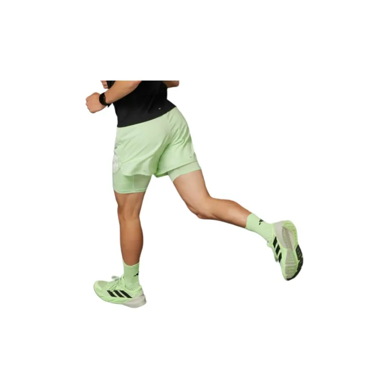 Adidas Own The Run 3-Stripes 2-In-1 Shorts Casual Shorts Men's Green-3