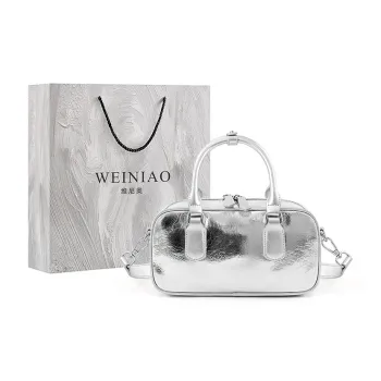 Vigno Synthetic Leather Handbag One Shoulder Crossbody Women's Silver