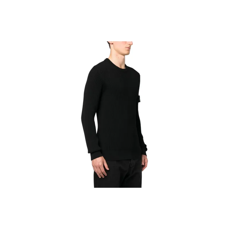 STONE ISLAND Logo Patch Crewneck Knitted Jumper-3