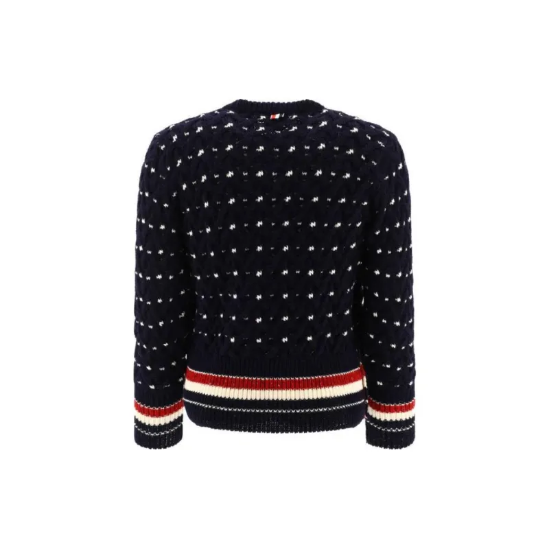 THOM BROWNE Thome Brown Crewneck Cable Knit Sweater-1