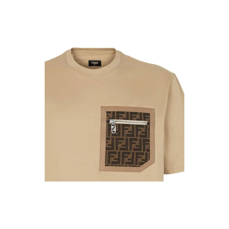 FENDI Monogrammed Pocket Crewneck T Shirt-7