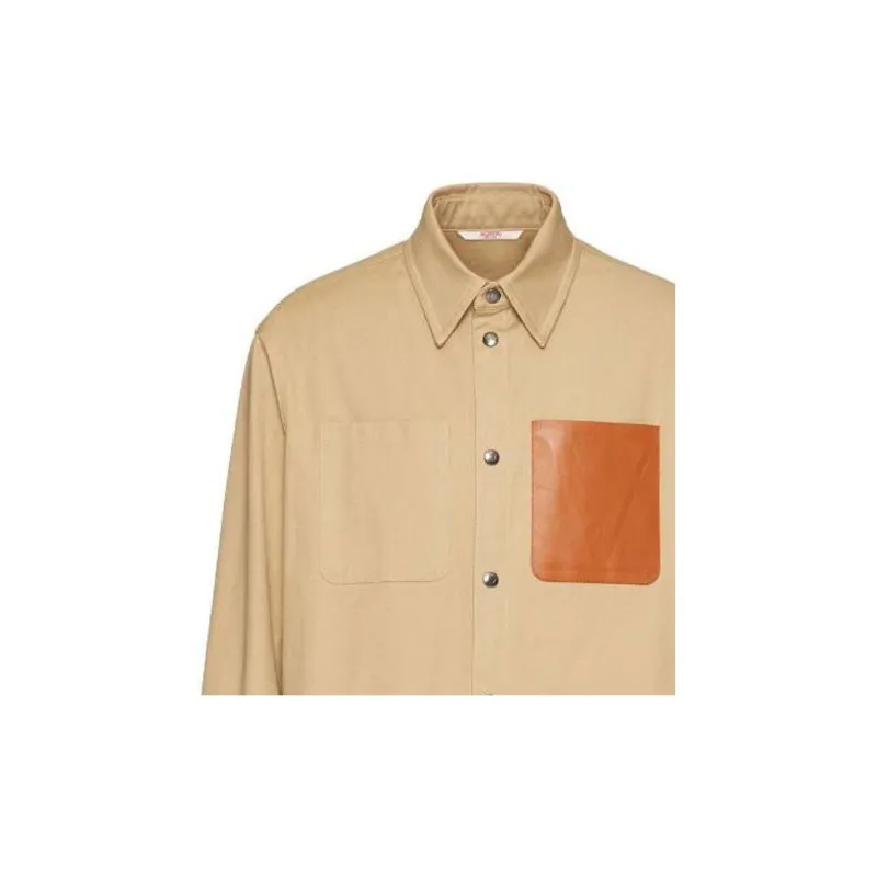 Valentino Logo Patch Collared Button Up Shirt-4