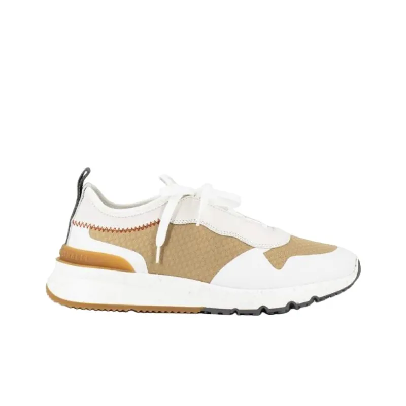 Brunello Cucinelli Slip Resistant Low Top Sports Casual Shoes Men's White Brown-1