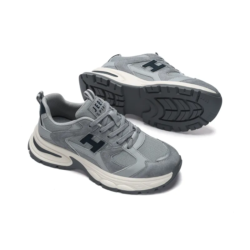 JEEP SPIRIT Height Increasing Wear Resistant Lightweight Slip Resistant Low Top Chunky Sneakers Men's Moon Dust Gray-5