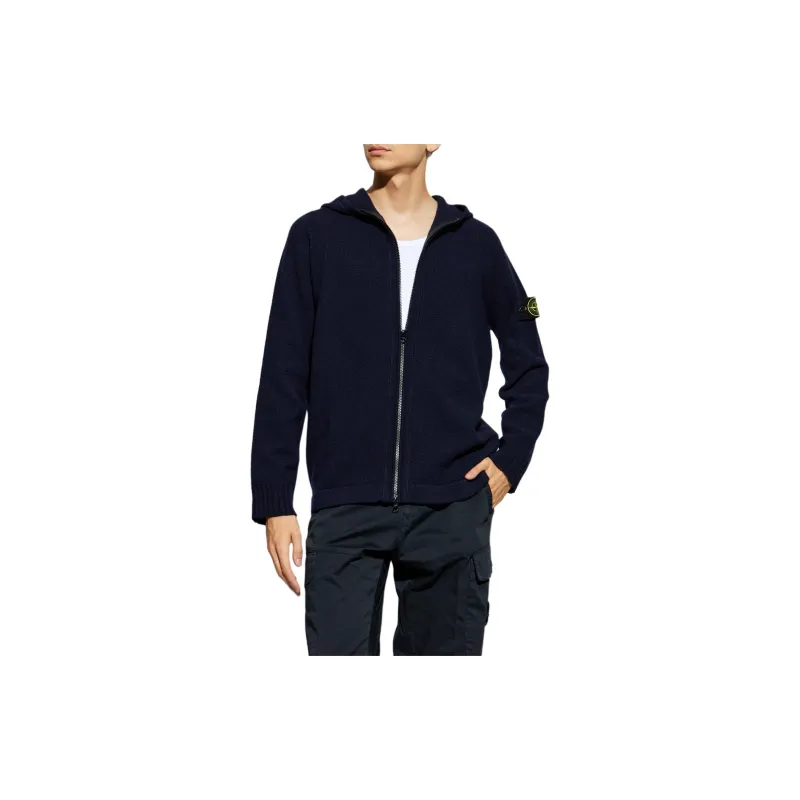 STONE ISLAND Logo Patch Hooded Cardigan-2