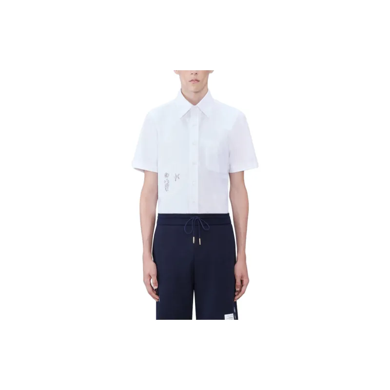 THOM BROWNE Broderie appliqué Cotton Shirt-2