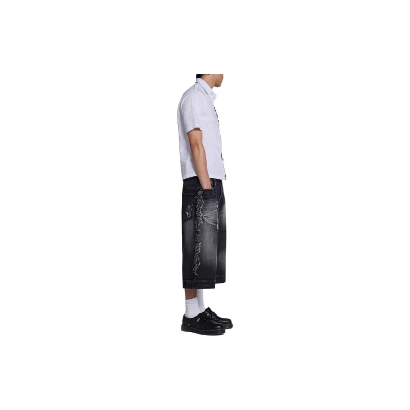 Jaded London SS24 Fantasy Store Collection Crystalline Jorts Fantasy Store Collection Denim Shorts Men's BLACK/Black-1