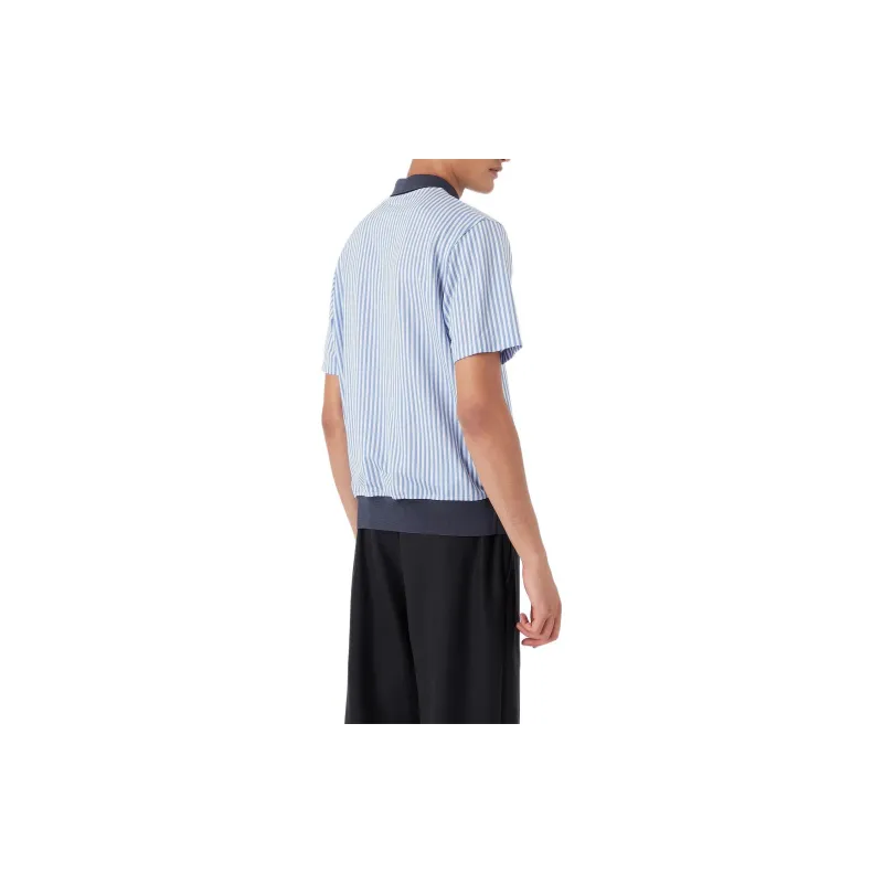 EMPORIO ARMANI FW22 Polo Shirt Men's Blue White Stripes-3