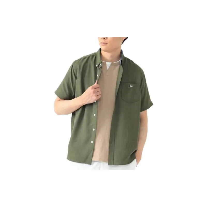Beams Shirts Men Olive Green-3